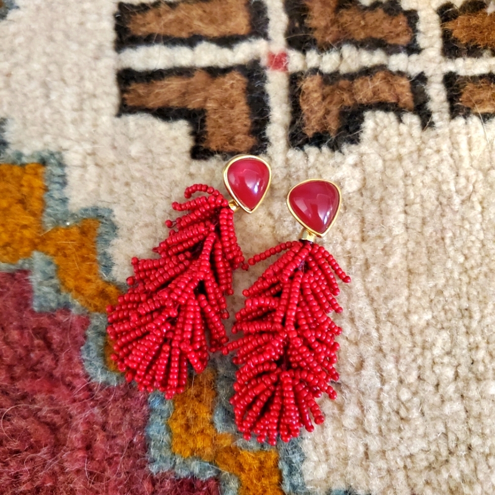 Stella & Dot Red Beaded Earrings
